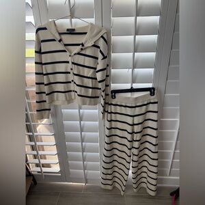 Vici Cream and Black Striped Hooded Set